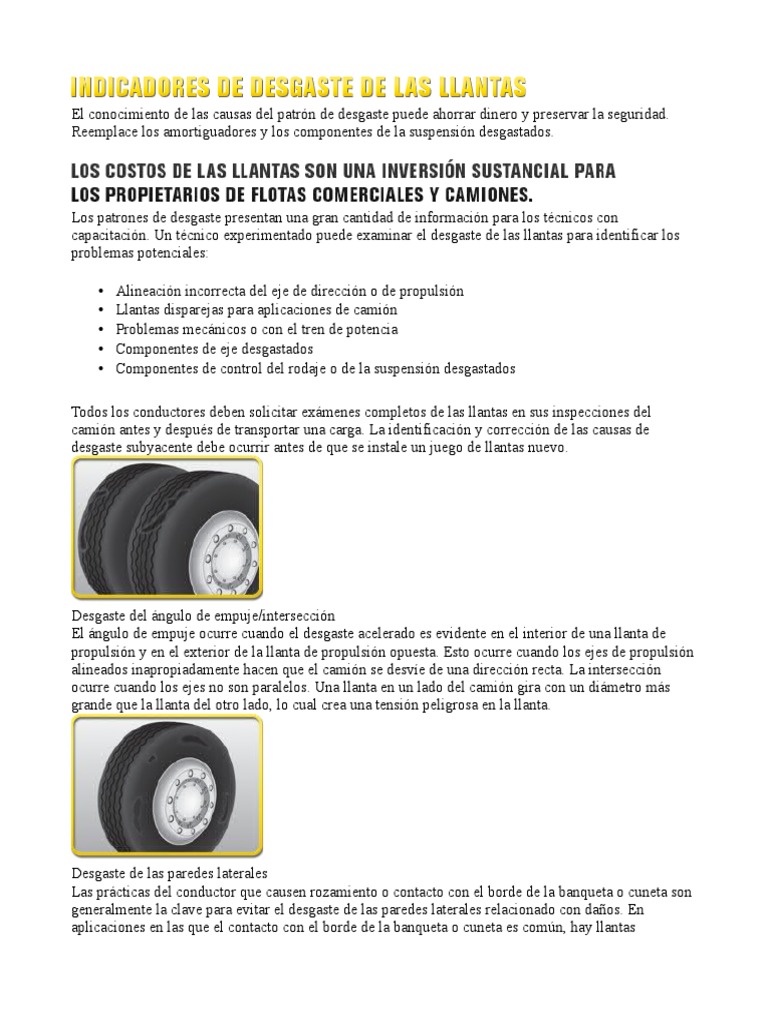 Indicadores de Desgaste de Llantas | Camión | Vehículos