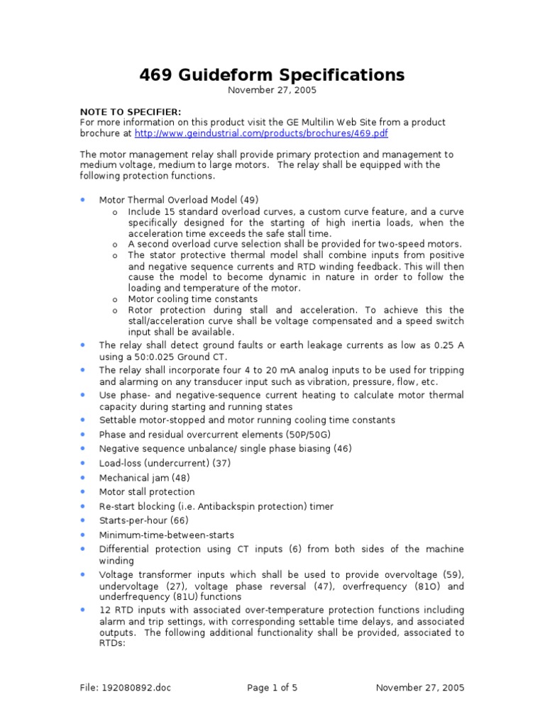 469 Guideform Specifications: Note To Specifier | PDF