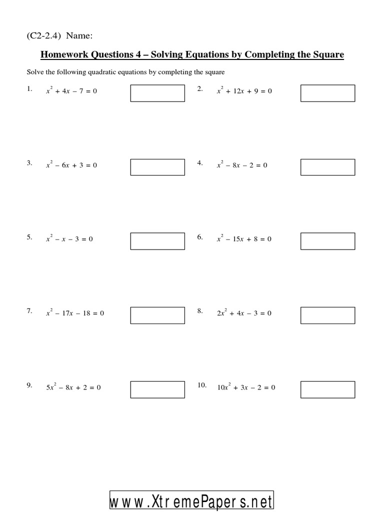2-4solving Equations by Completing The Square | PDF | Teaching Methods ...