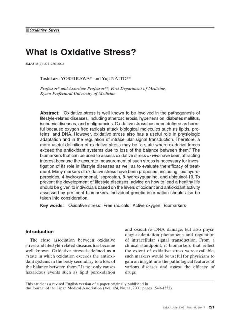 Understanding Oxidative Stress | PDF | Reactive Oxygen Species ...