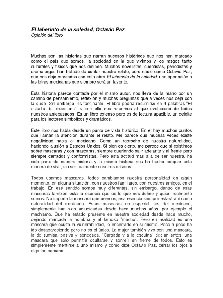 El Laberinto De La Soledad Octavio Paz Pdf