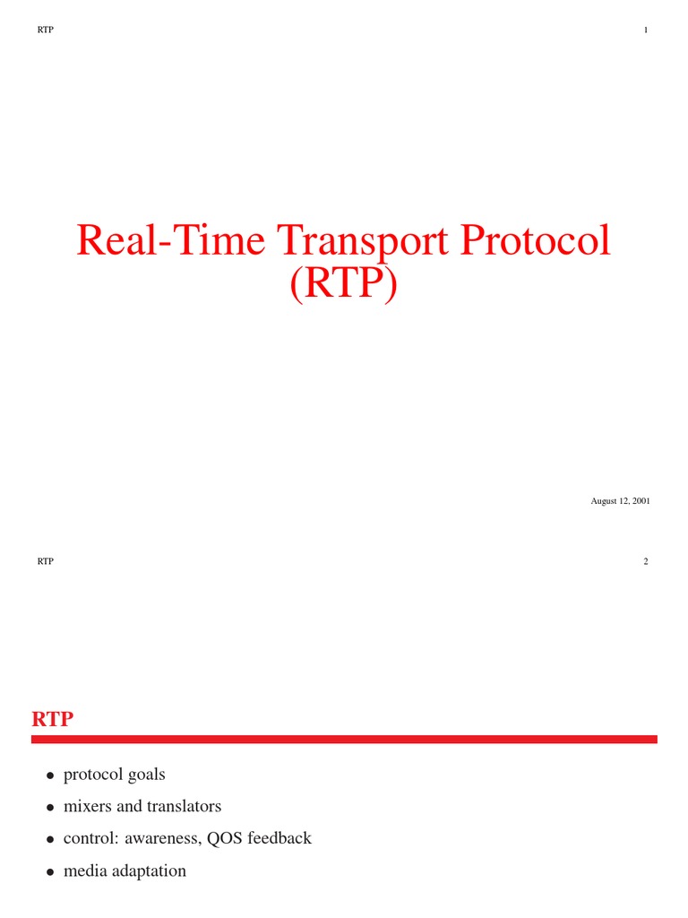 Overview of Real-Time Transport Protocol | PDF | Transmission Control ...