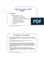 Integration Issues in RF Cmos: Outline