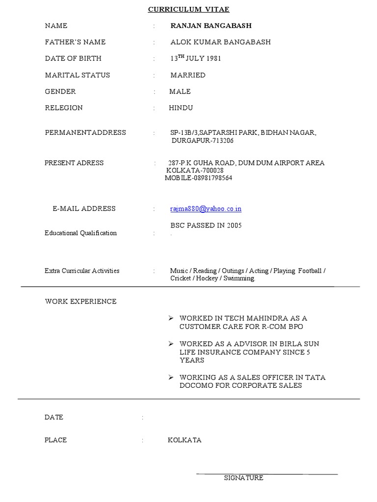 Ranjan Bangabash's CV Summary | PDF | Sports & Recreation