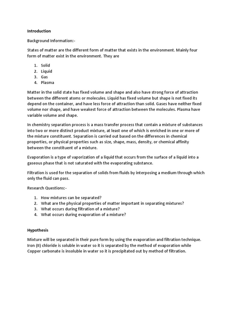 Lab Report Evaporation Matter Free 30day Trial Scribd