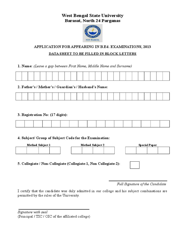 BEd Exam Form 20131 PDF