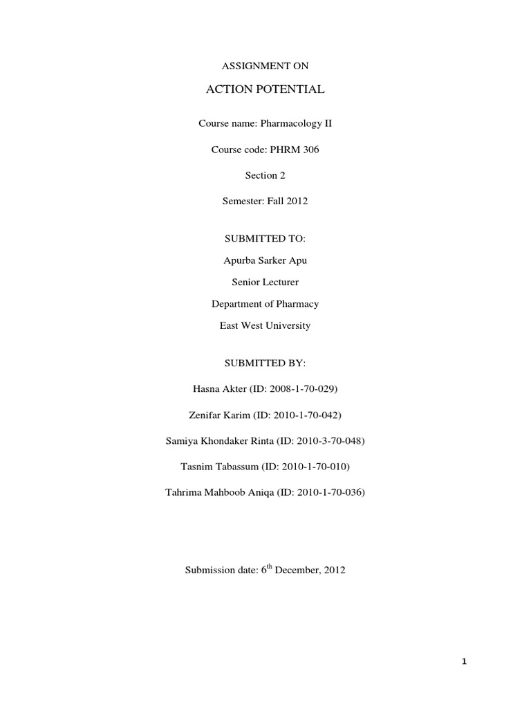 ASSIGNMENT On Action Potential | Download Free PDF | Action Potential ...