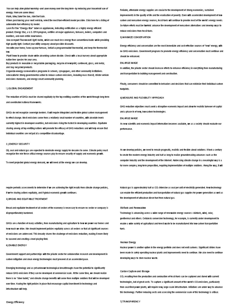 Energy-Saving Tips to Combat Climate Change | PDF | Low Carbon Economy ...