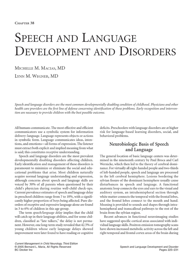 Speech and Language Troubles and Disorders | PDF | Lateralization Of ...