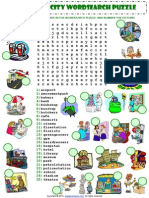 Places in A City Wordsearch Puzzle Vocabulary Worksheet