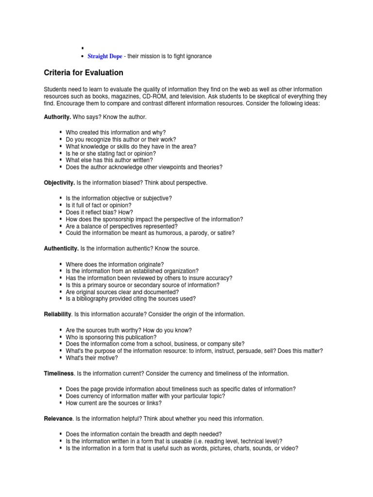 Website Evaluation Criteria | PDF | Websites | World Wide Web