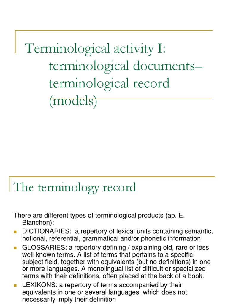 Overview of Terminological Records | PDF | Quantity | Semantics