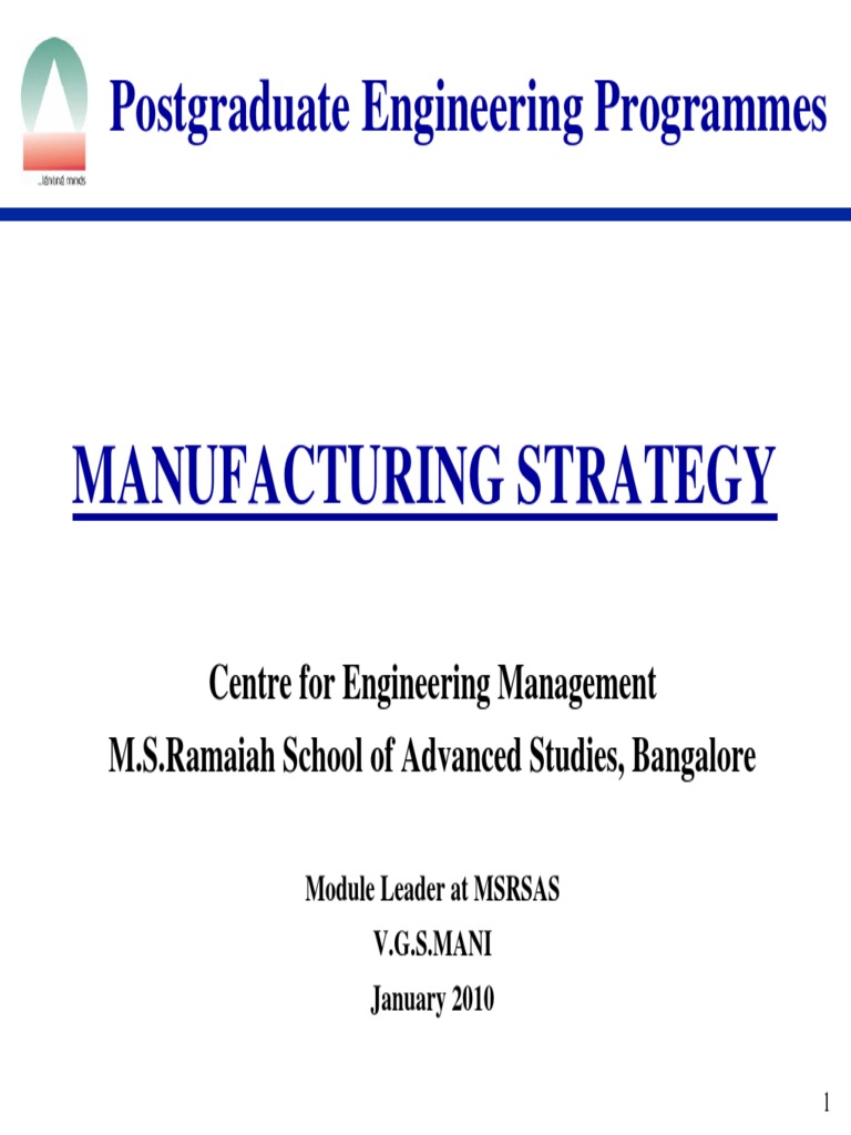 Manufacturing Strategy Framework Overview | PDF | Strategic Management ...