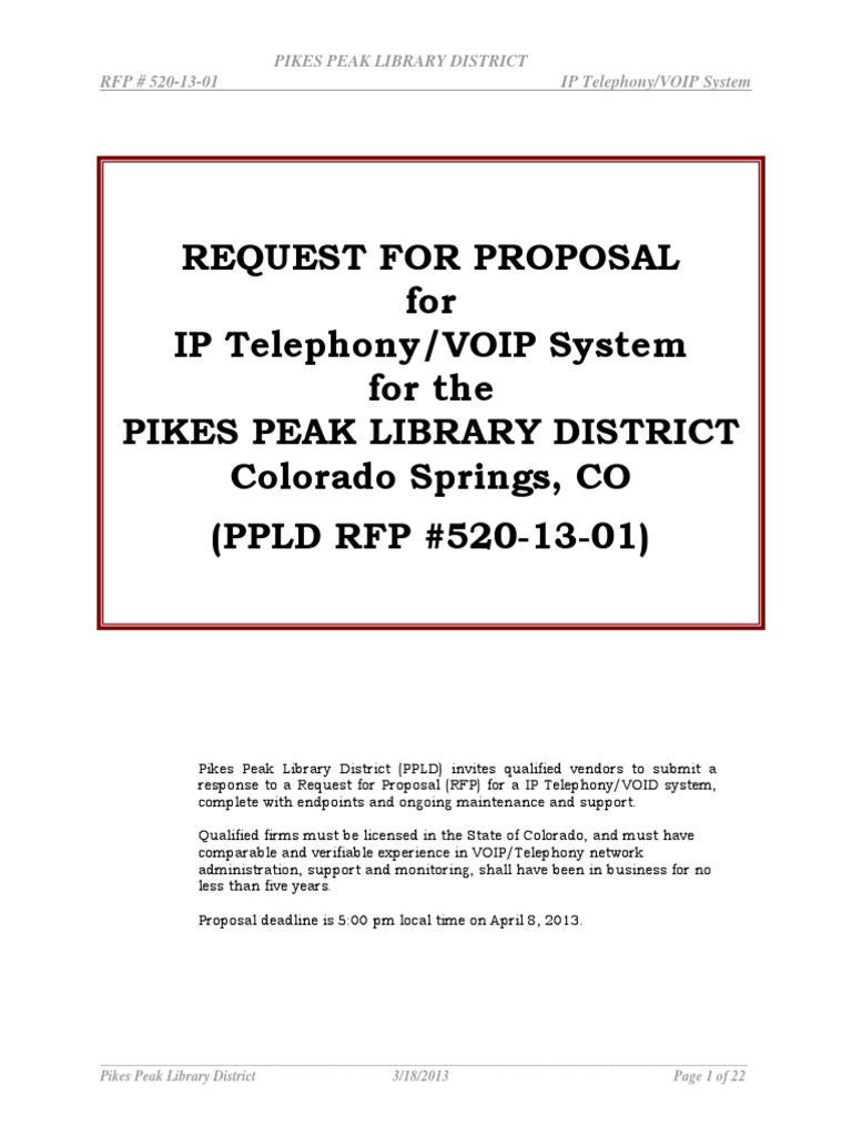 Ip Telephony Voi P System | PDF | Voice Over Ip | Request For Proposal