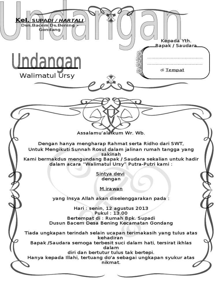 6800 Contoh Undangan Acara Walimatul Ursy Terbaik