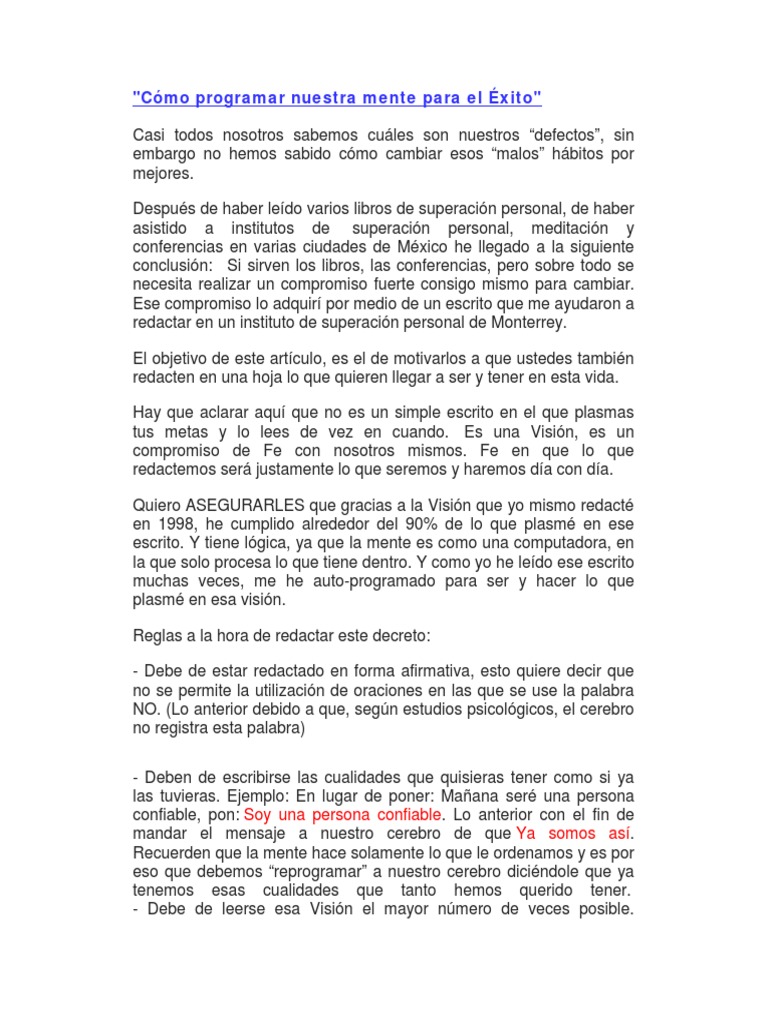 Reprograma tu mente para el éxito | PDF | Alma | Amor