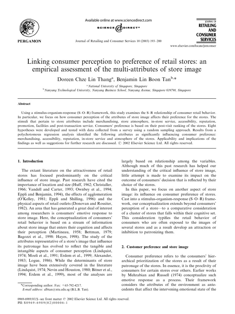 Retail Store Image & Consumer Preference | PDF | Retail | Categorical ...