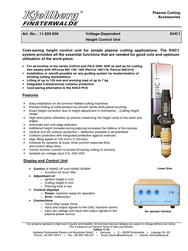 KHC1 Voltage-Dependent Torch Height Controller | PDF | Electromagnetism ...
