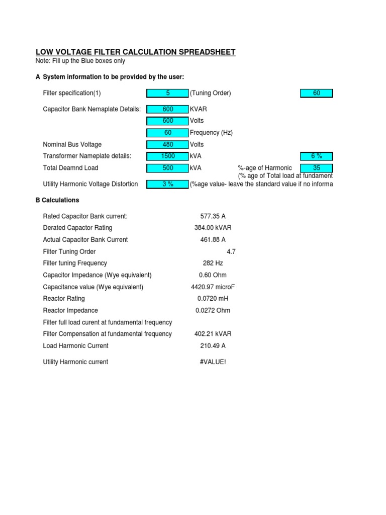 Low Voltage Filter Calculation Guide | PDF
