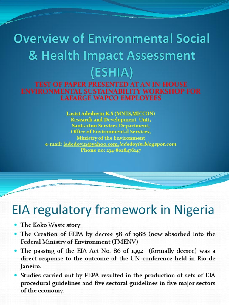 Overview of Environmental Social & Health Impact Assessment (Revised