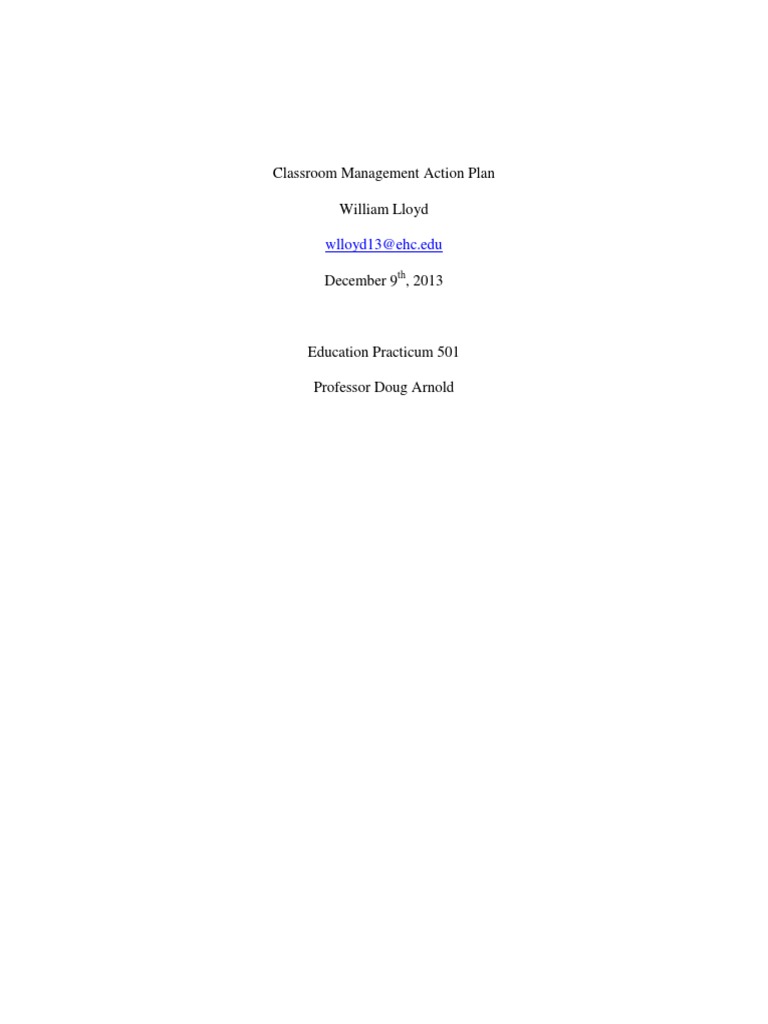 Classroom Management Action Plan Rd Classroom Management Classroom
