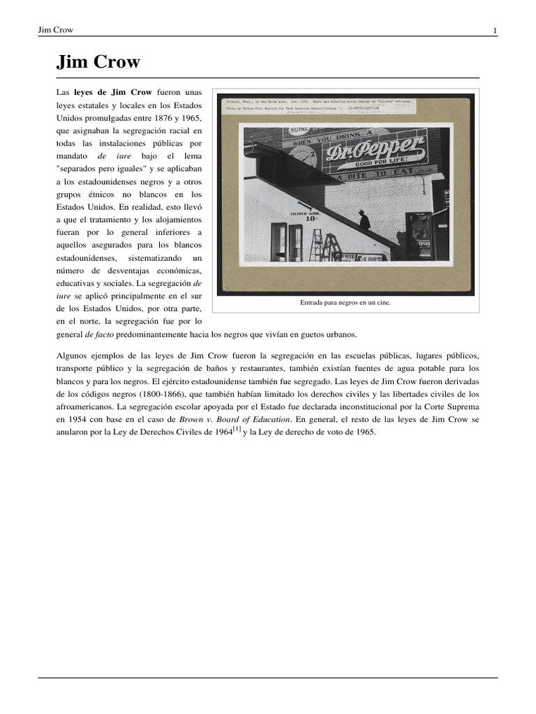 Jim Crow | PDF | Leyes de Jim Crow | Derechos y libertades civiles