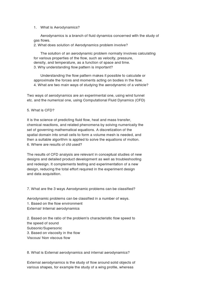 Aerodynamics Interview Insights | PDF | Aerodynamics | Computational ...