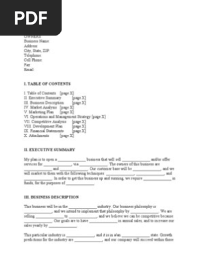 Fill in the Blanks Business Plan