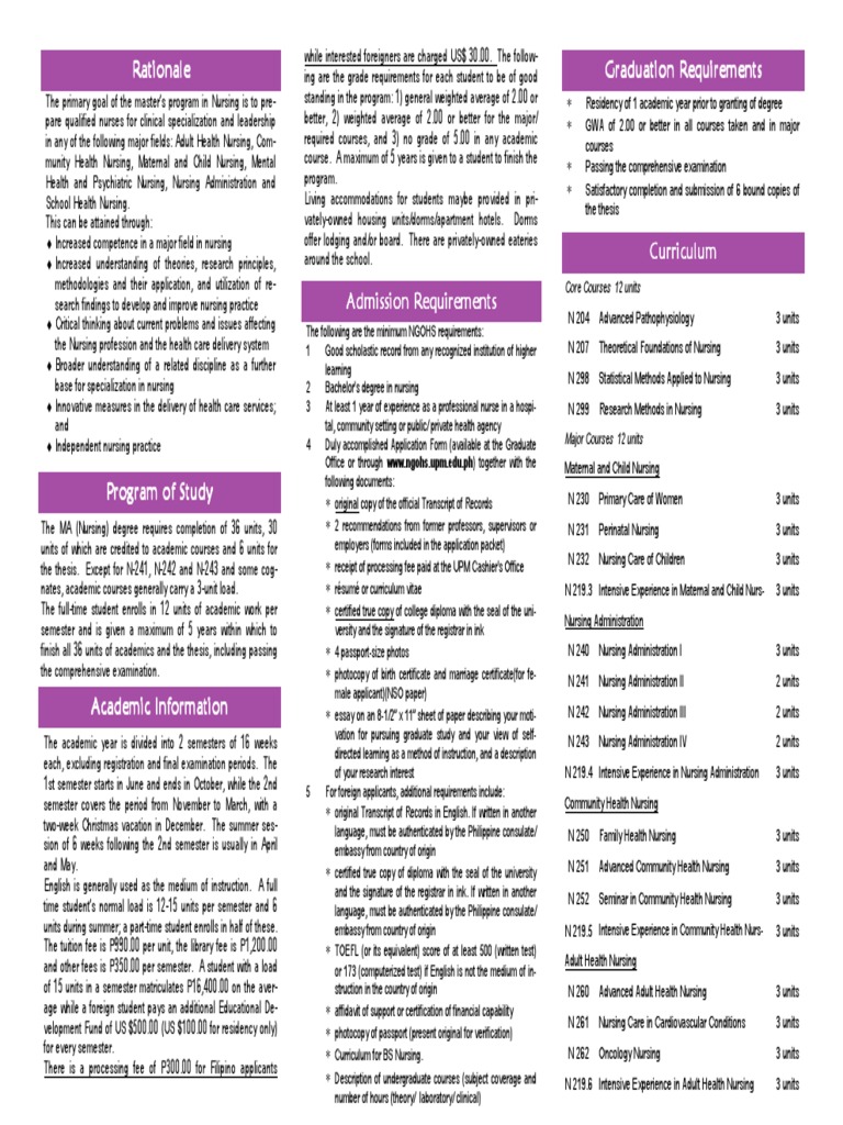 Master of Arts in Nursing (Adult Health Nursing)_brochure Nursing