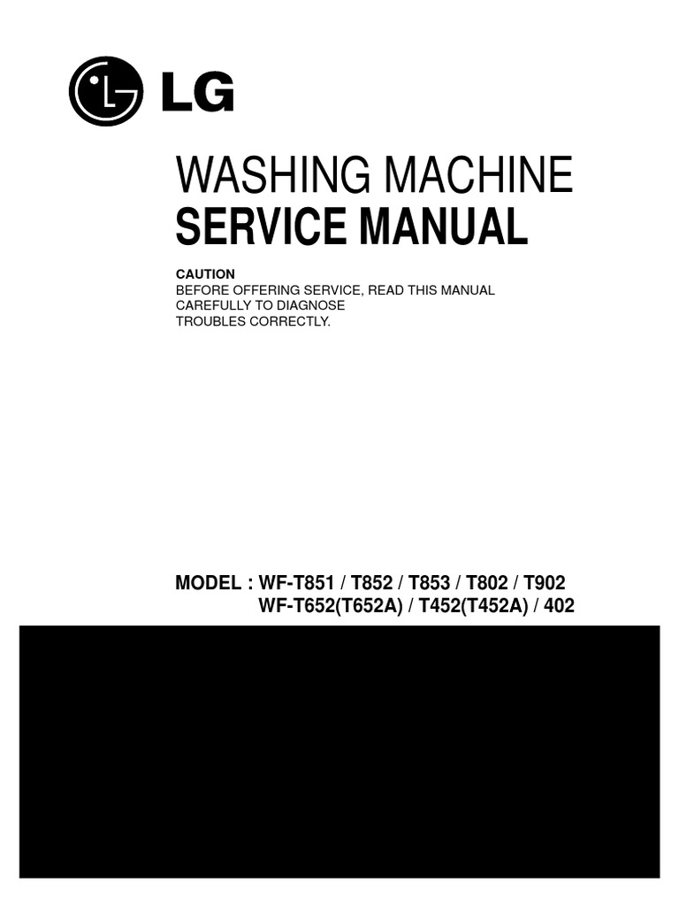 ServiceManuals LG Washing WFT902 WF-T902 Service Manual | Washing Machine |  Laundry