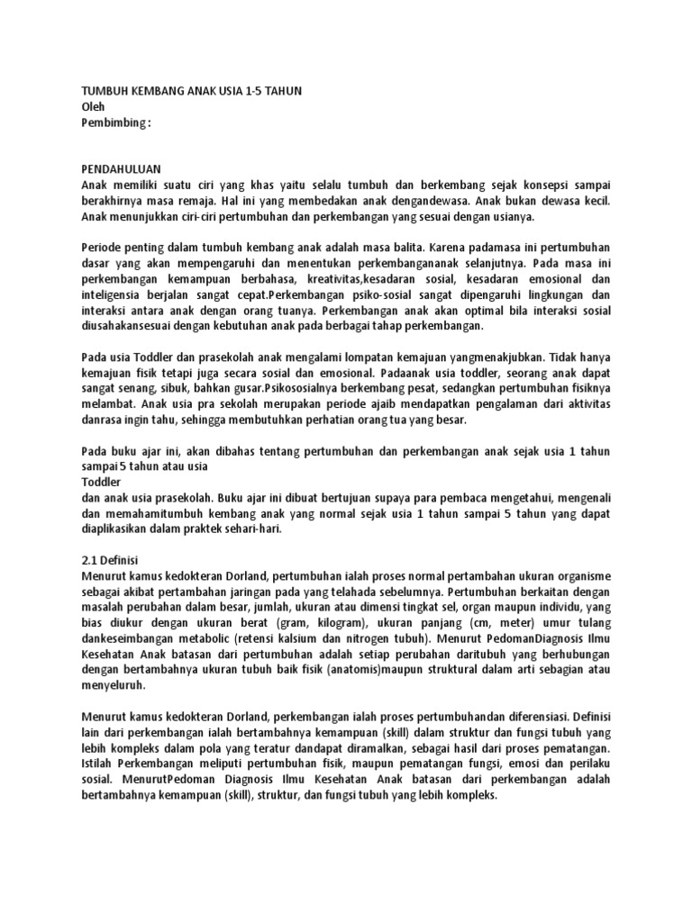 Tumbuh Kembang Anak Usia 1 Pdf