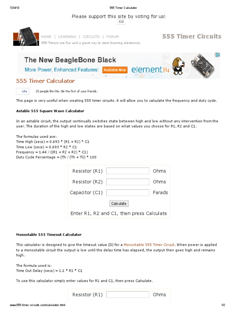 555 Timer Calculator PDF | PDF | Teaching Methods & Materials | Computers
