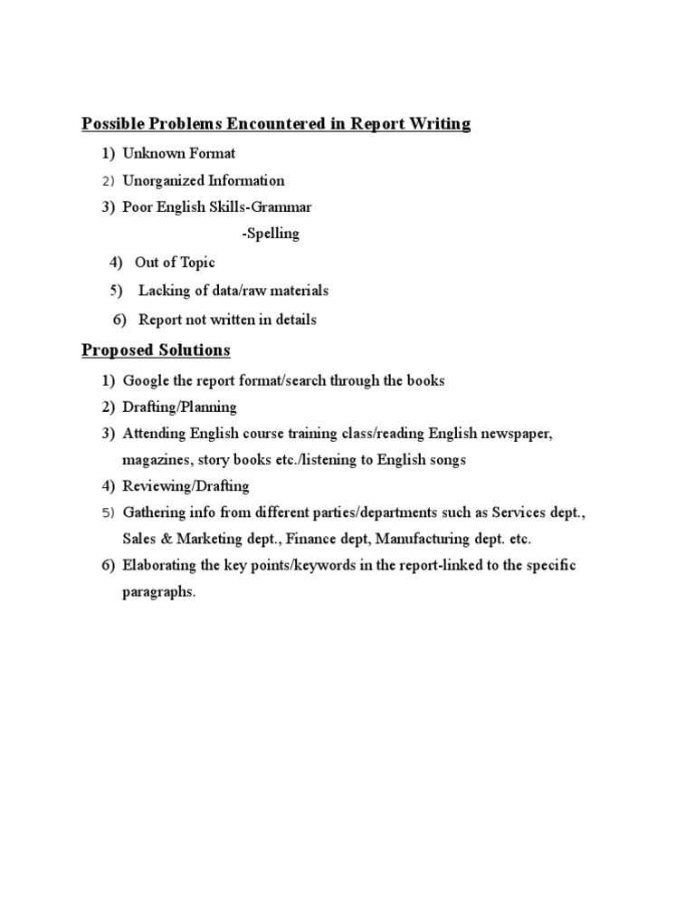 problems in report writing
