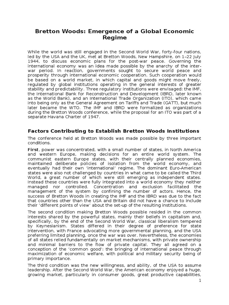 Bretton Woods Institutions | PDF | Bretton Woods System | Balance Of ...