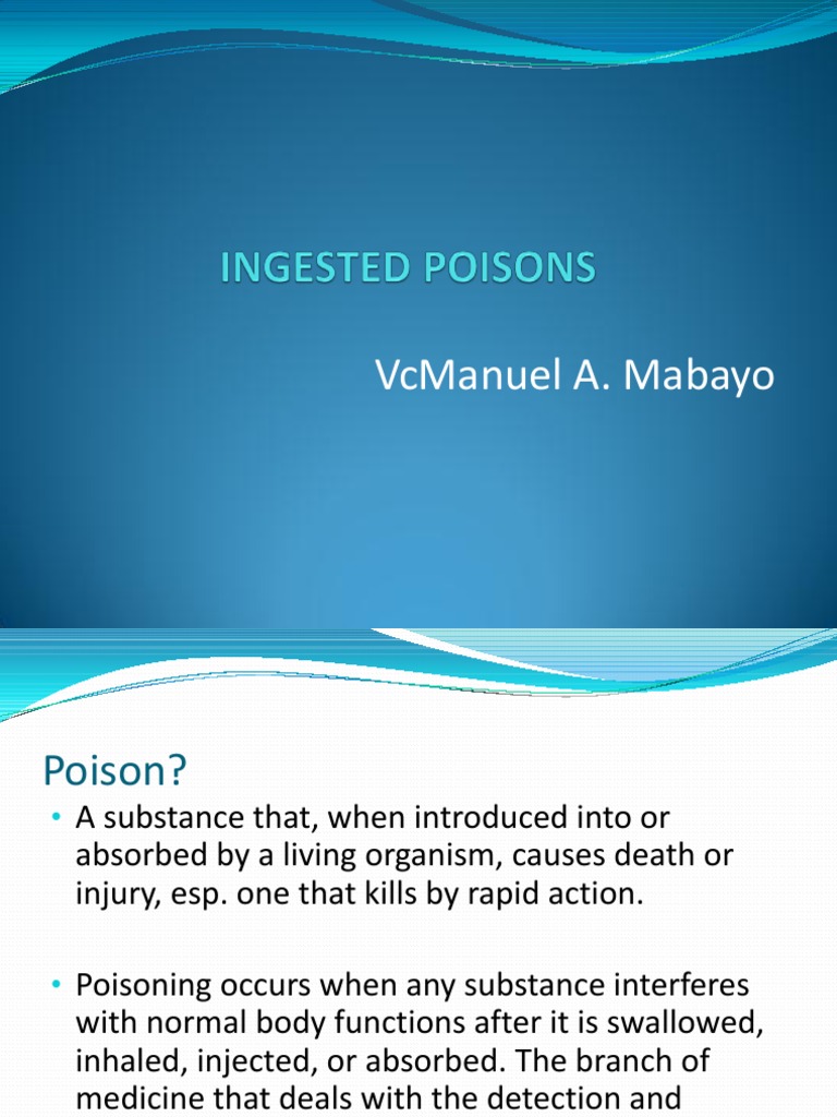 Ingested Poisons | PDF | Poison | Vomiting