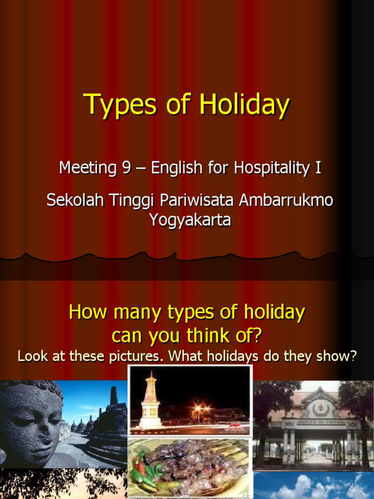 Types of Holidays in Hospitality English | PDF | Hotel | Hotel And ...
