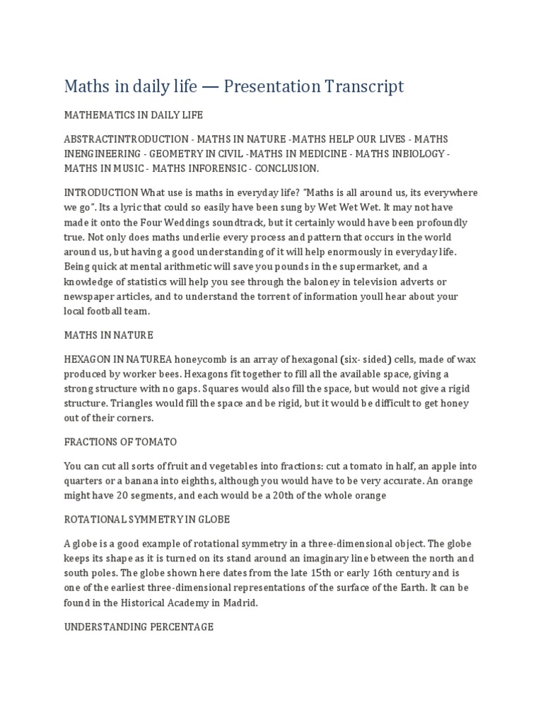USES OF MATHEMATICS IN DAILY LIFE PDF visual data 6