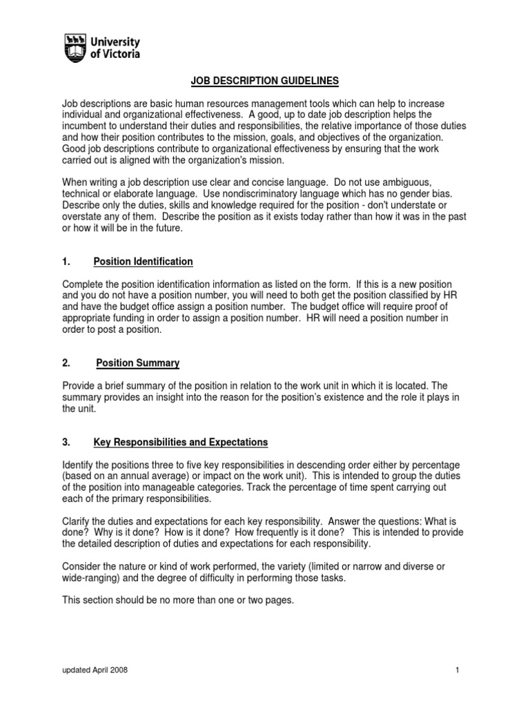 Job Description Guidelines | PDF | Policy | Employment