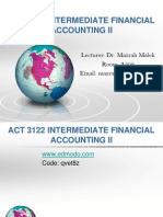 Act 3122 Intermediate Financial Accounting Ii: Lecturer: Dr. Mazrah Malek Room: A302
