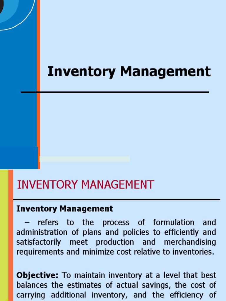 Inventory Management.ppt Inventory Enterprise Resource Planning