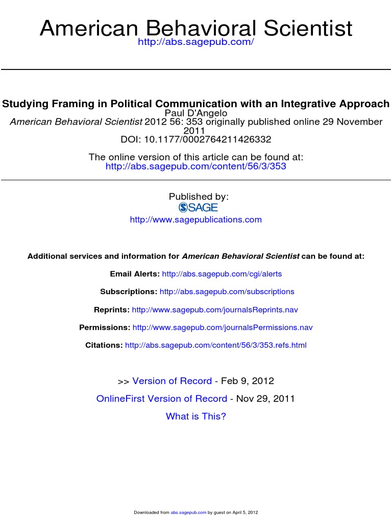 Framing in Political Communication | PDF | Framing (Social Sciences ...