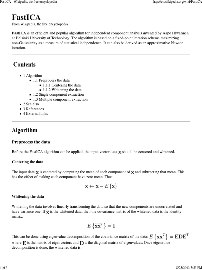 Fastica: Fastica Is An Efficient and Popular Algorithm For Independent ...