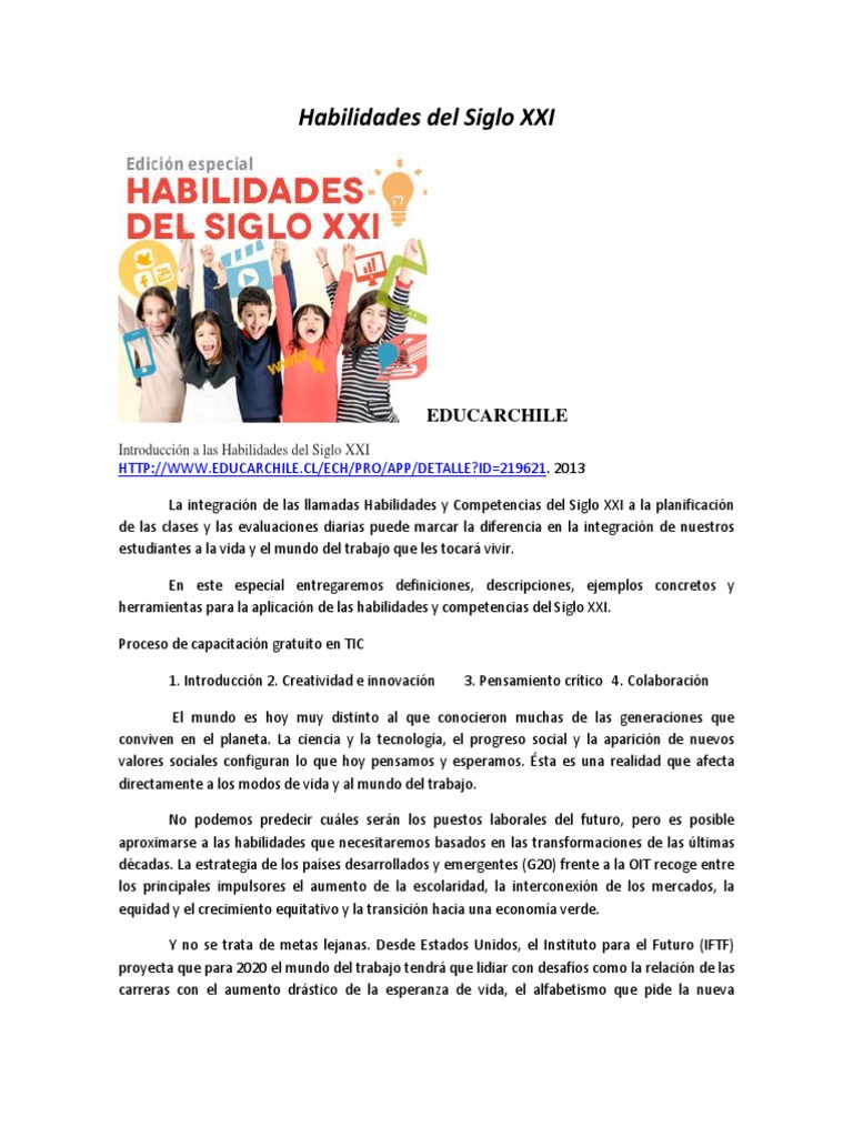 Habilidades Clave del Siglo XXI en Educación | PDF | Creatividad ...