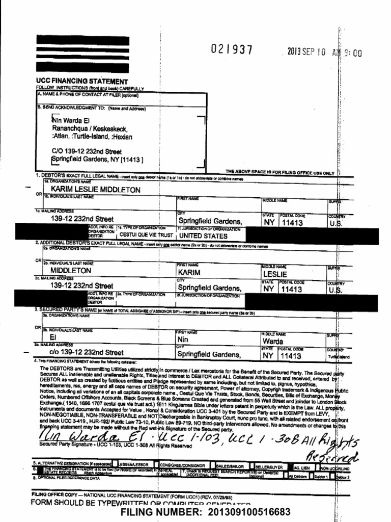 assignment of ucc 1 financing statement