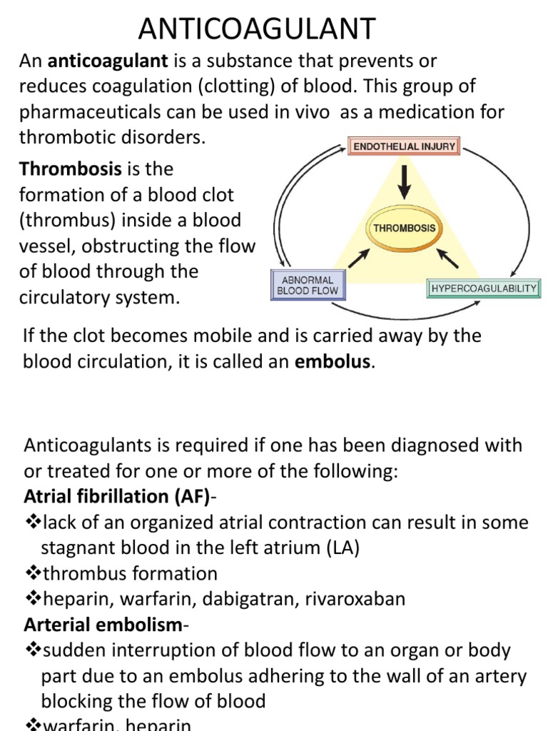 Anticoagulants: Types and Mechanisms | PDF | Thrombosis | Coagulation