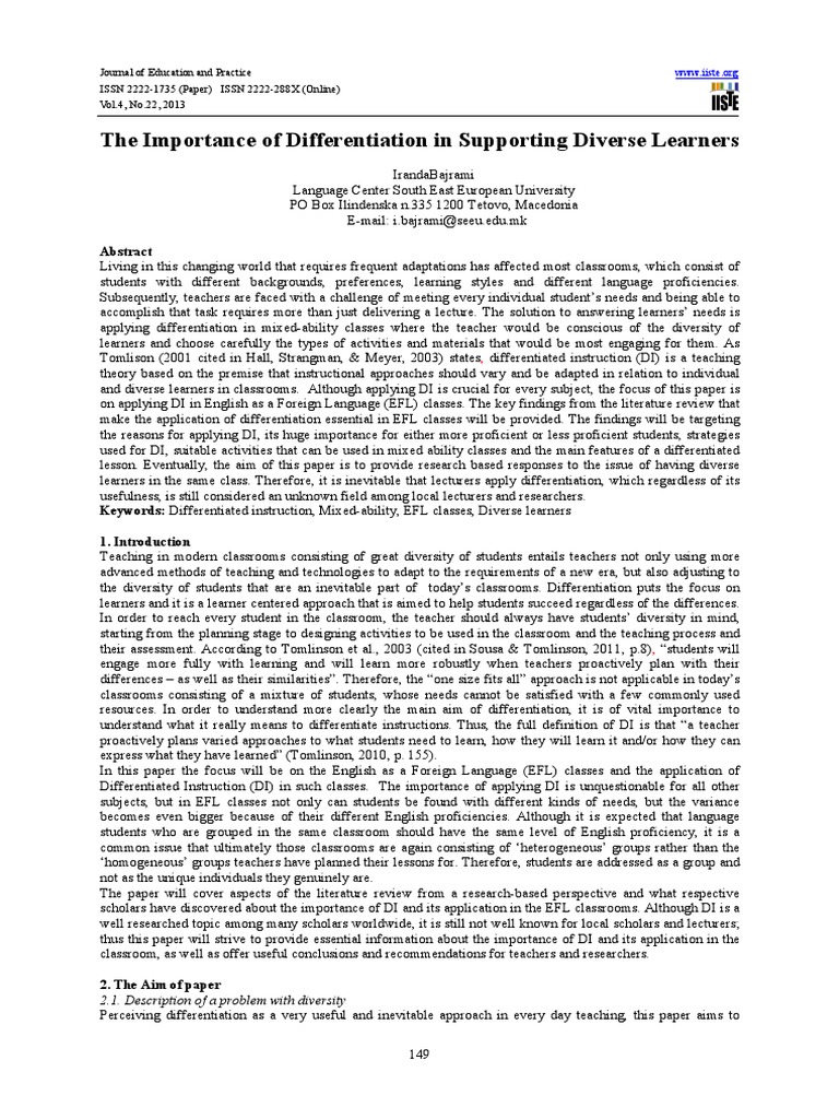 Differentiation in EFL Classes | PDF | Differentiated Instruction ...