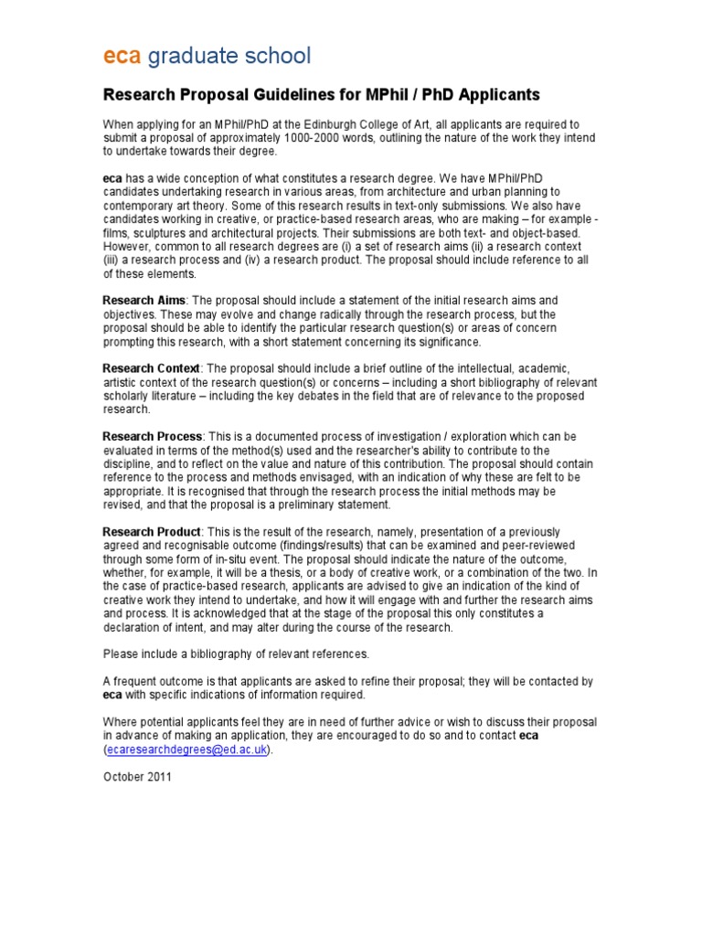 Guidelines For Research Degree Proposals (Oct 2011) | PDF | Doctor Of ...