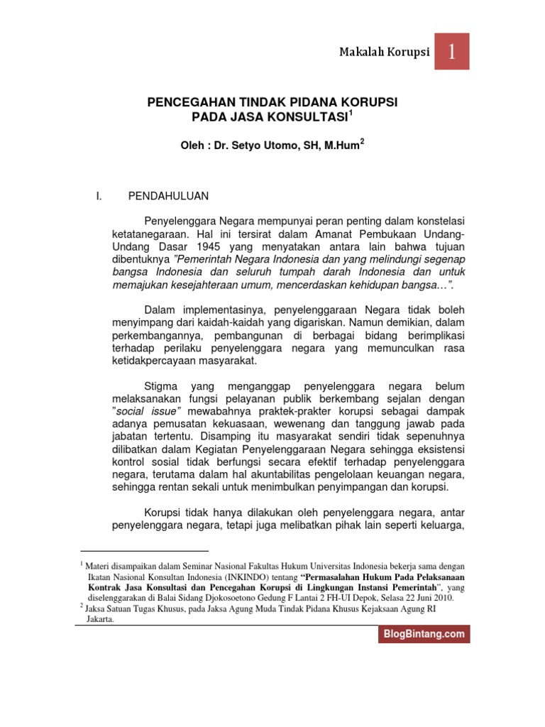 Makalah Tentang Tindak Pidana Korupsi Blogbintang