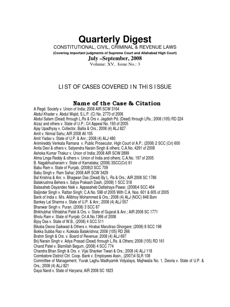 Quarterly Legal Digest: Key Cases 2008 | PDF | Lawsuit | Pleading