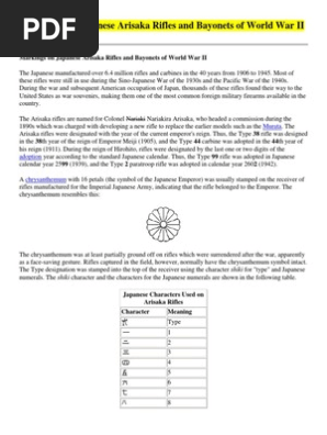 Markings On Japanese Arisaka Rifles And Bayonets Of World War Ii Pdf Military Personal Equipment Military Equipment